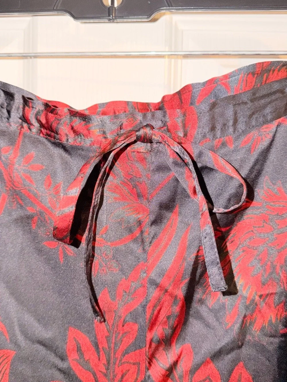 Johnny Was Silk Boho Floral Pants XL Luxe Red Black Statement - Picture 6 of 10